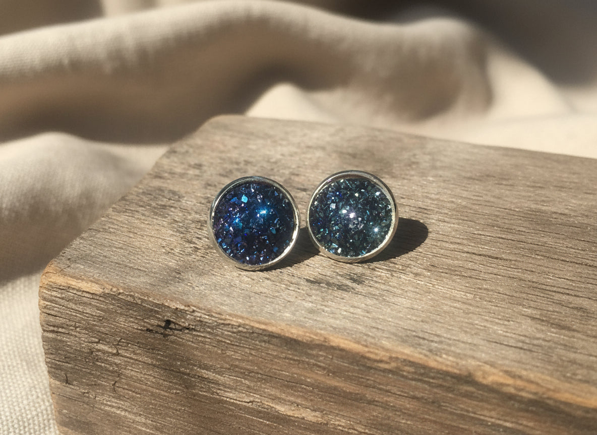 Tide Bound Druzy Stud Earrings - Handmade australian Jewellery by Wild Soul