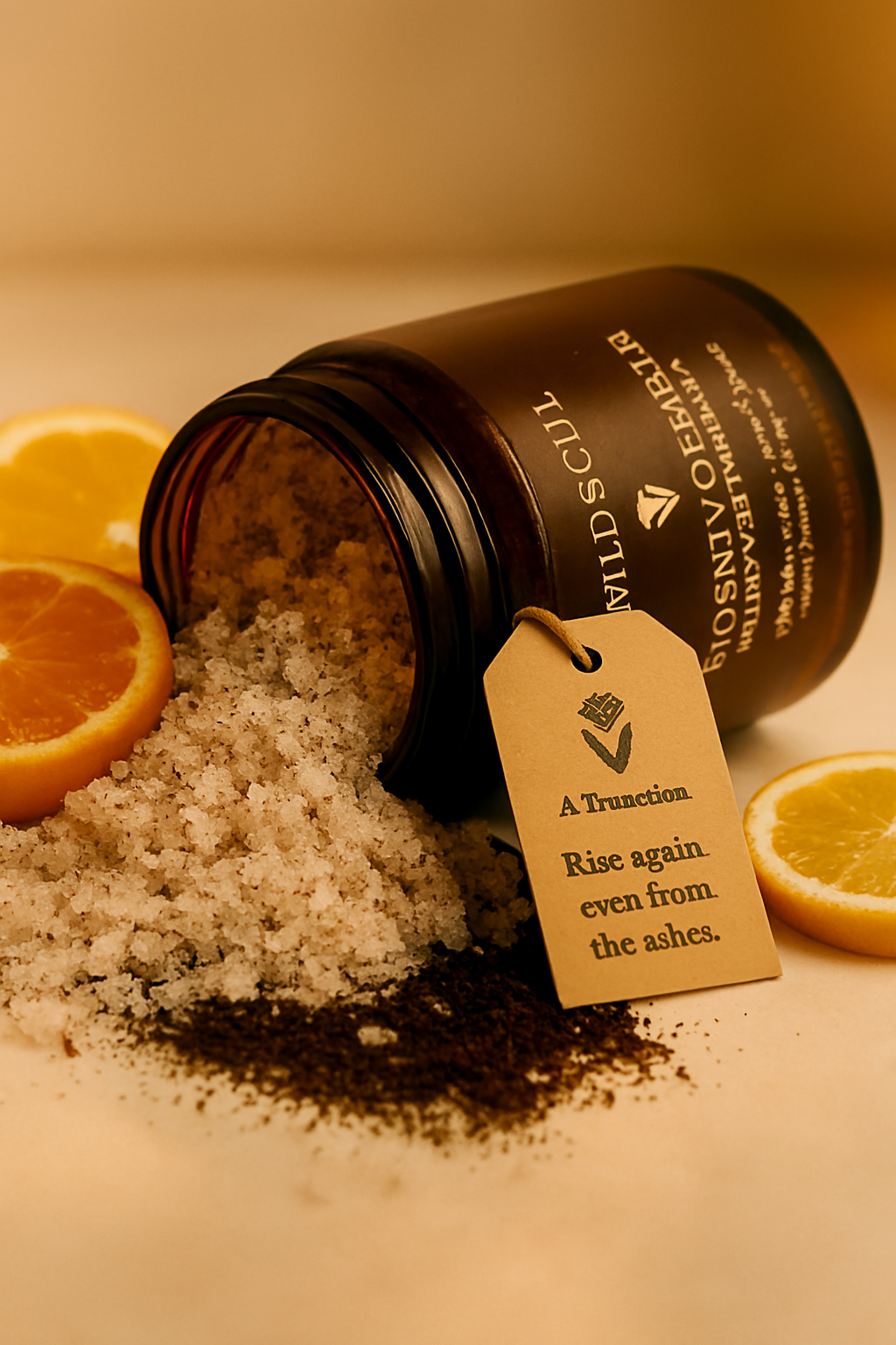 Morning Ember body scrub with coffee grounds and natural botanicals
