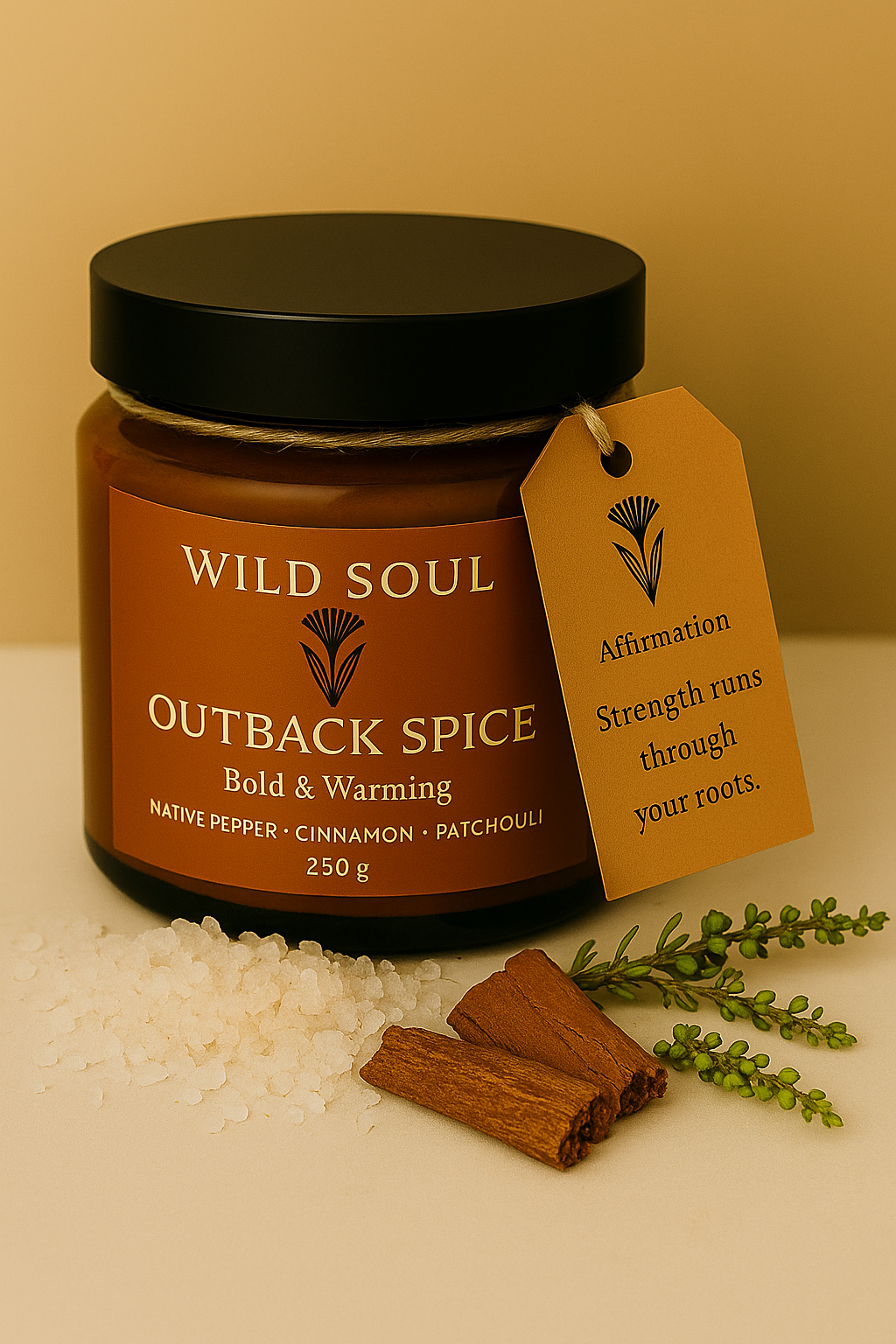 Handmade Outback Spice warming salt body scrub by Wild Soul
