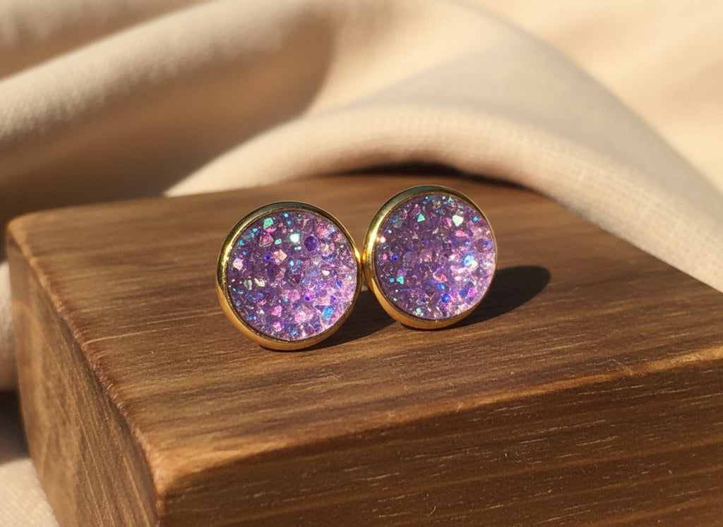 Soft Fire Druzy Stud Earrings | Handmade australian Jewellery by Wild Soul