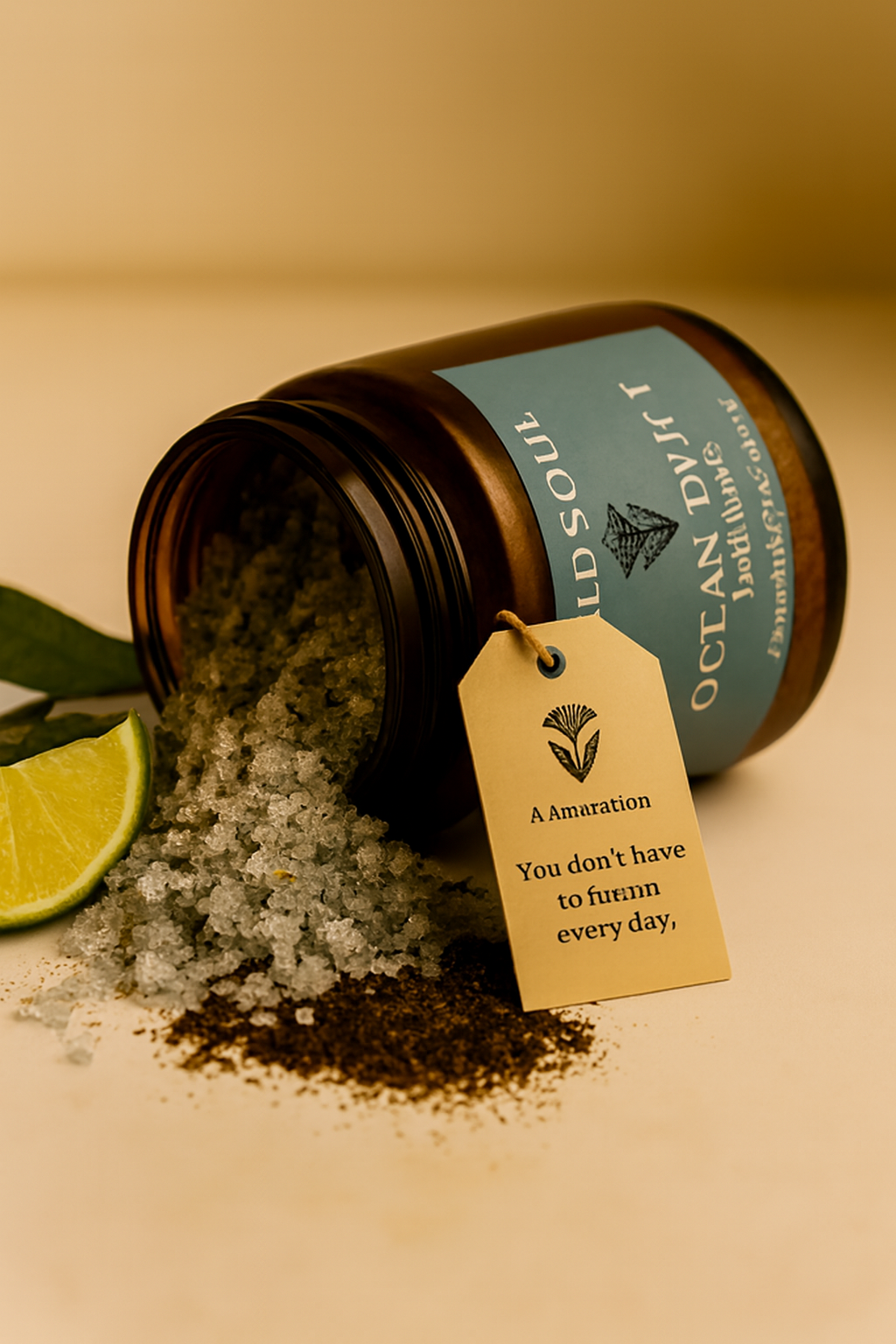 Ocean Drift body scrub styled with native botanicals and mineral salt
