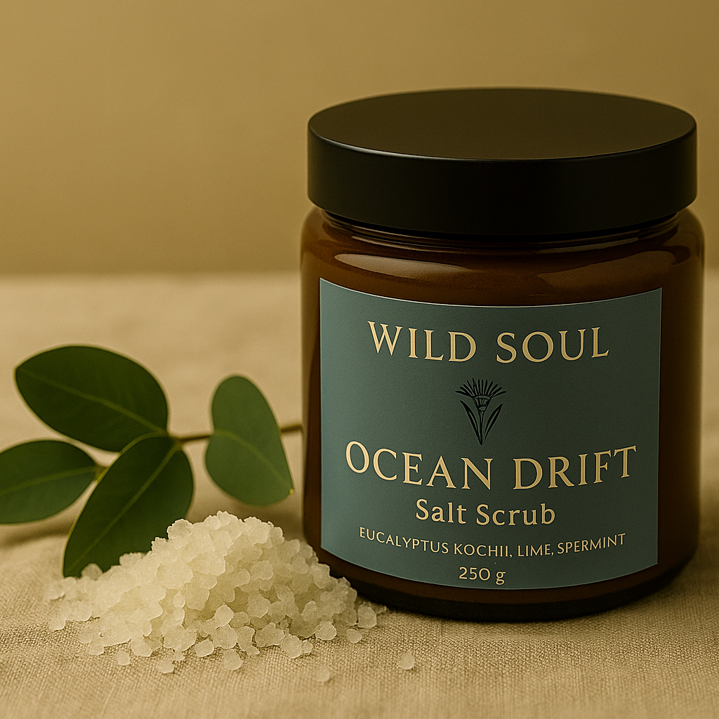 Handmade Ocean Drift cooling salt body scrub by Wild Soul
